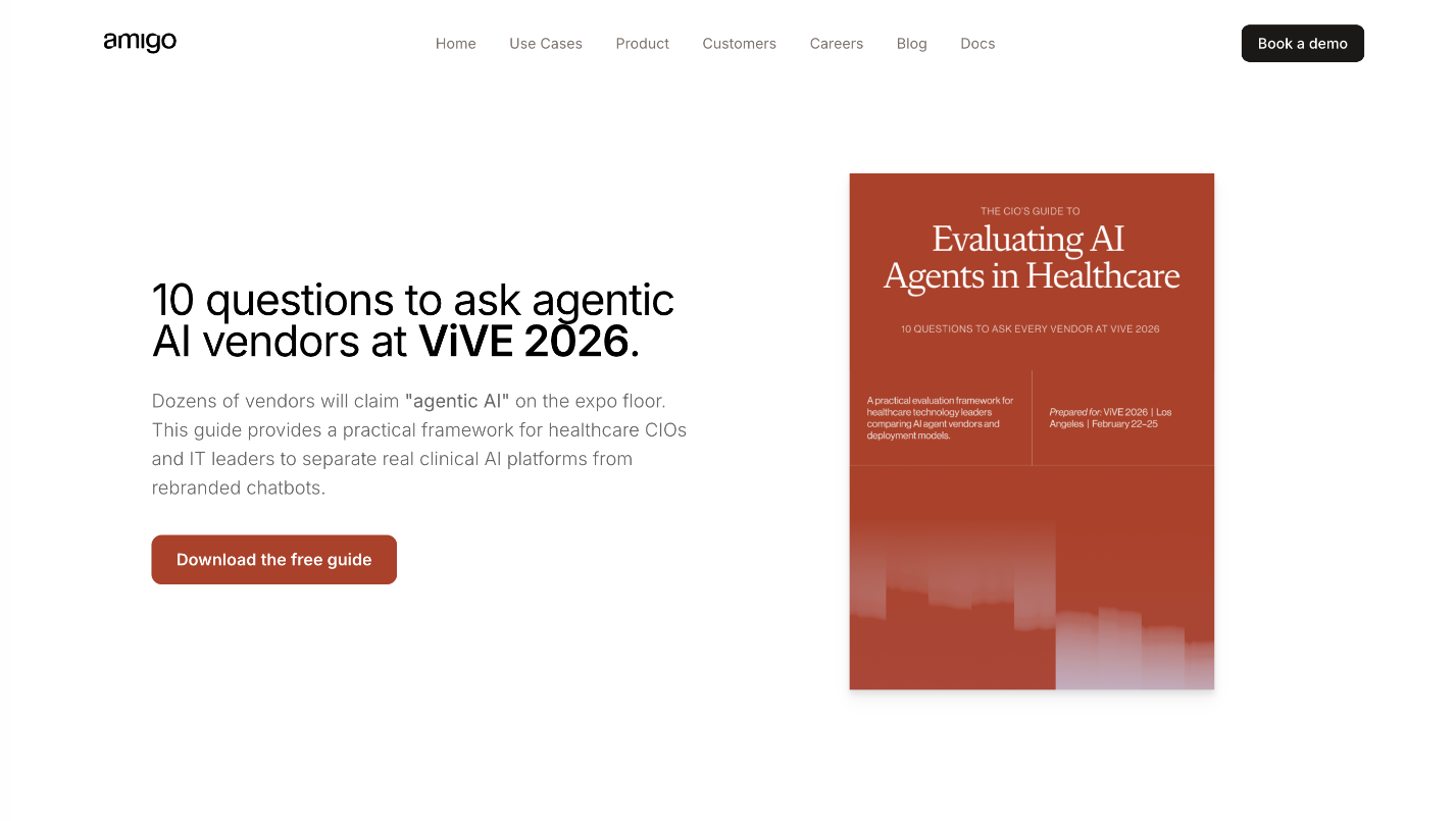 AI vendors landing page with book cover