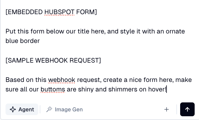 Embedded HubSpot form example in Flint