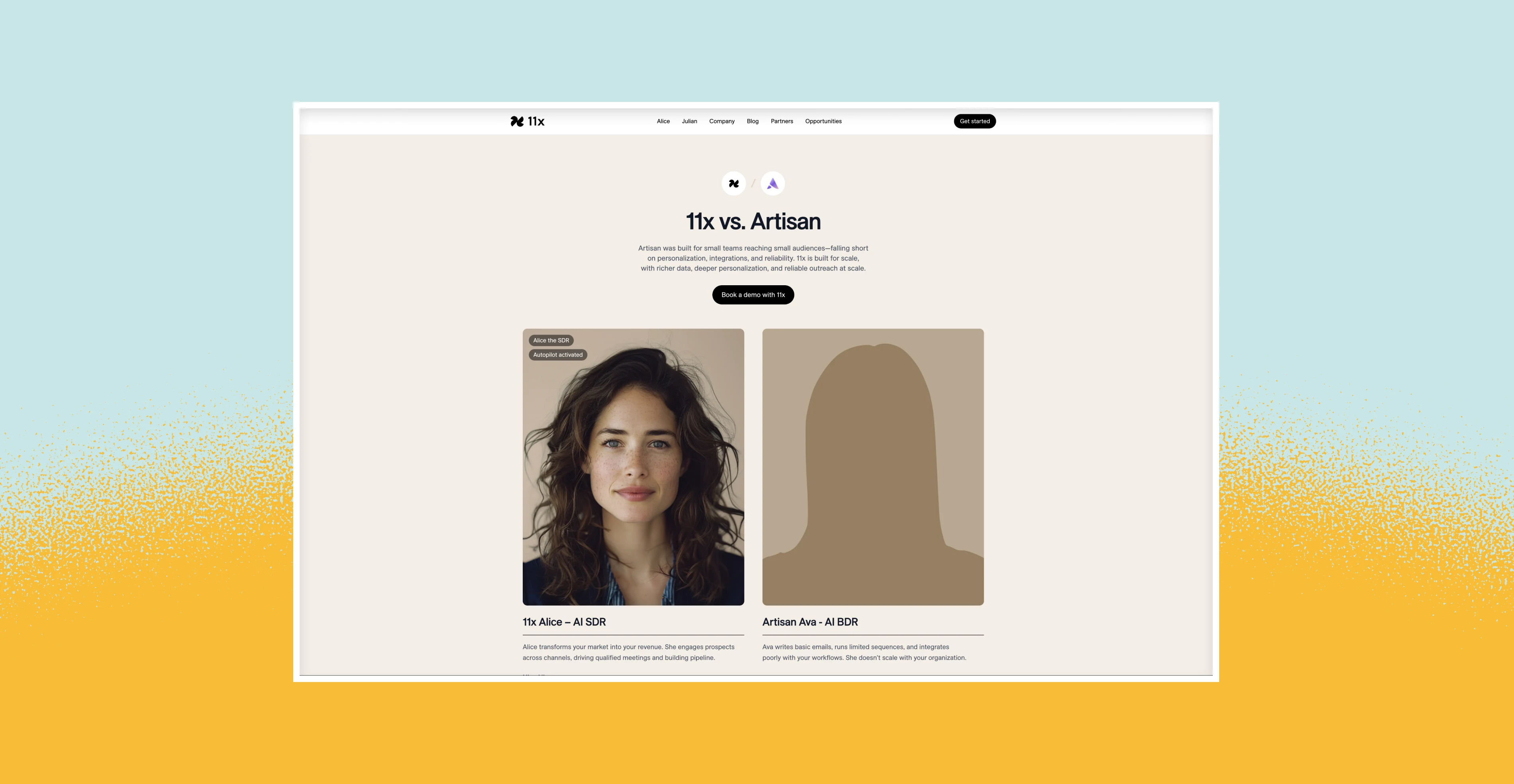 11x Comparison Page Mockup