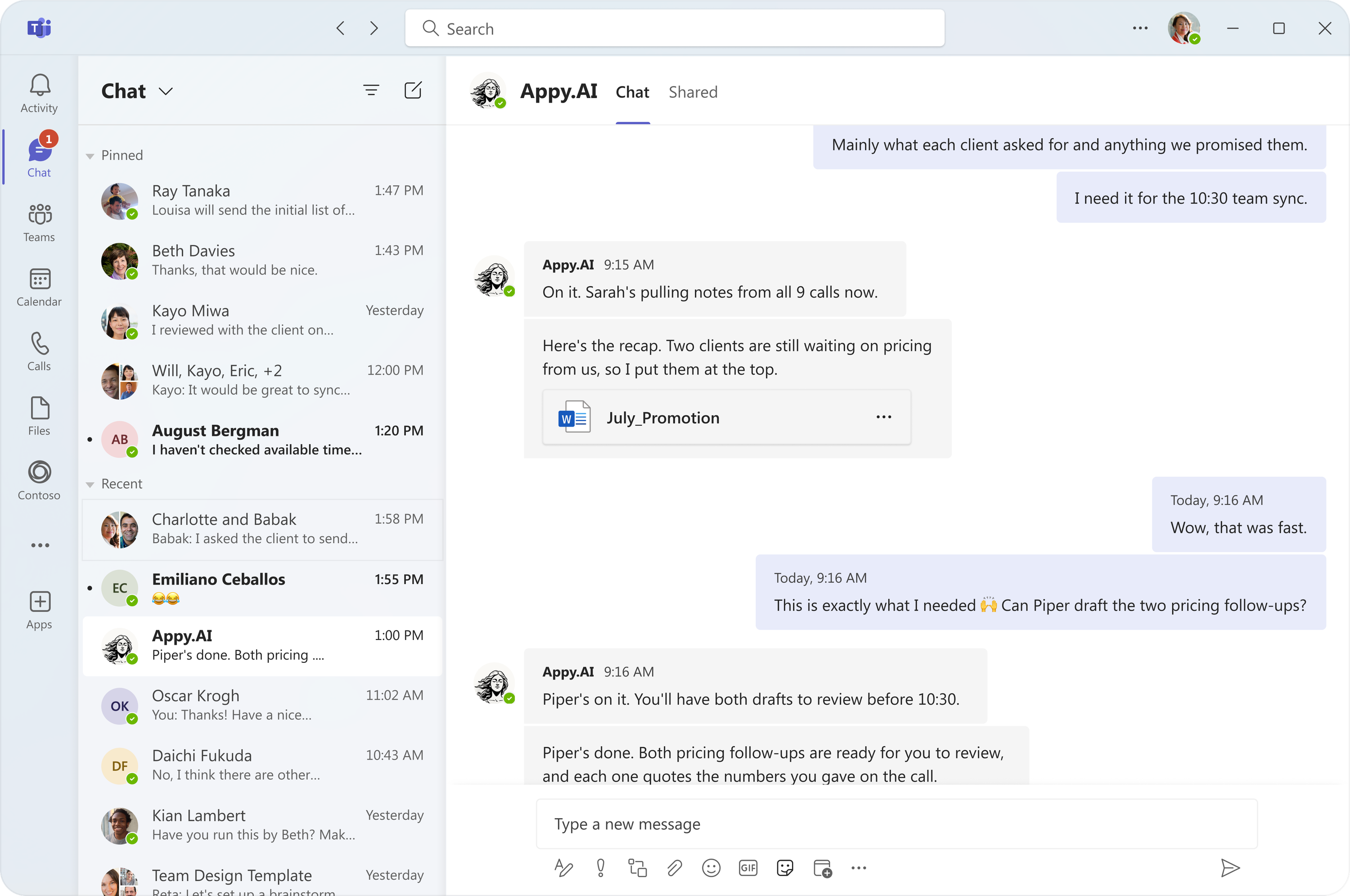 Appy.AI conversation in Microsoft Teams