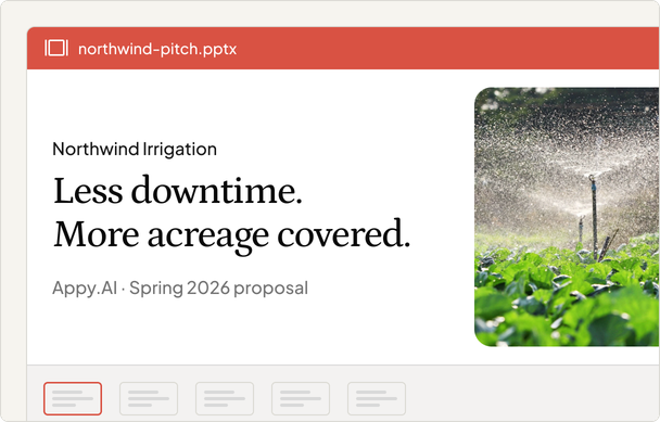 AI-generated branded pitch deck for Northwind Irrigation