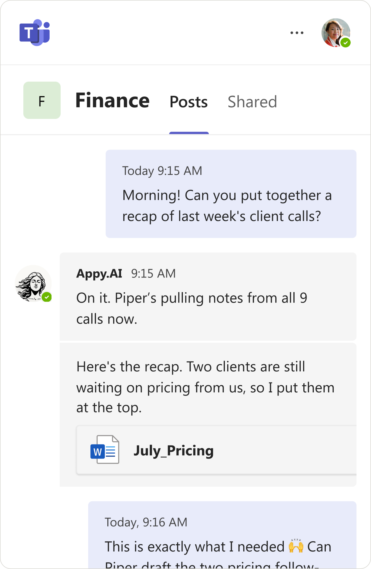 Appy.AI conversation in Microsoft Teams