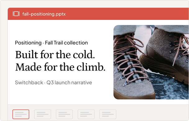 Fall Trail positioning deck — Built for the cold. Made for the climb. Switchback Q3 launch narrative