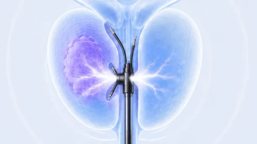 Medical illustration of NanoKnife irreversible electroporation targeting prostate tissue