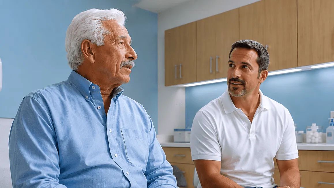 Physician discussing prostate care with a patient