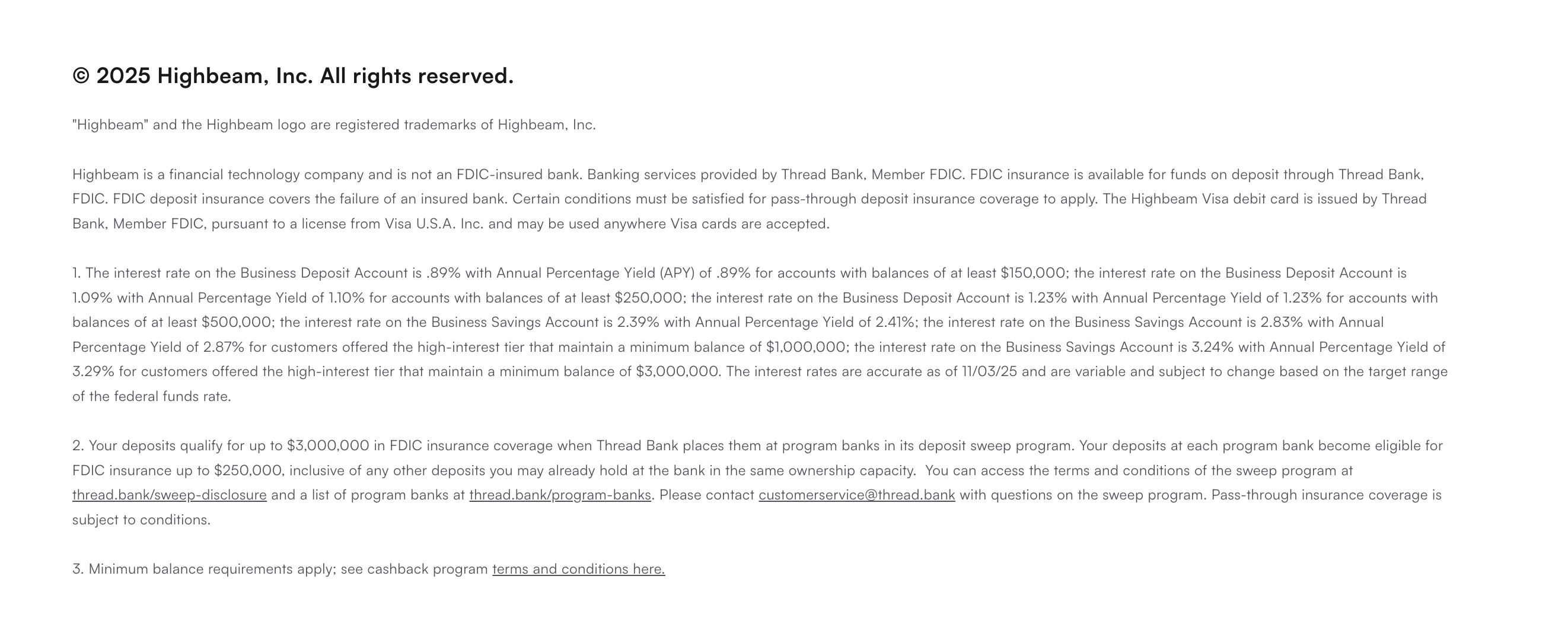 Legal disclaimer and terms text from Highbeam, Inc.