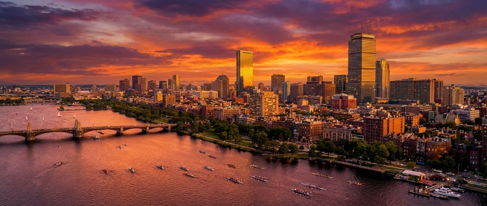 Aerial view of premium event venue at golden hour