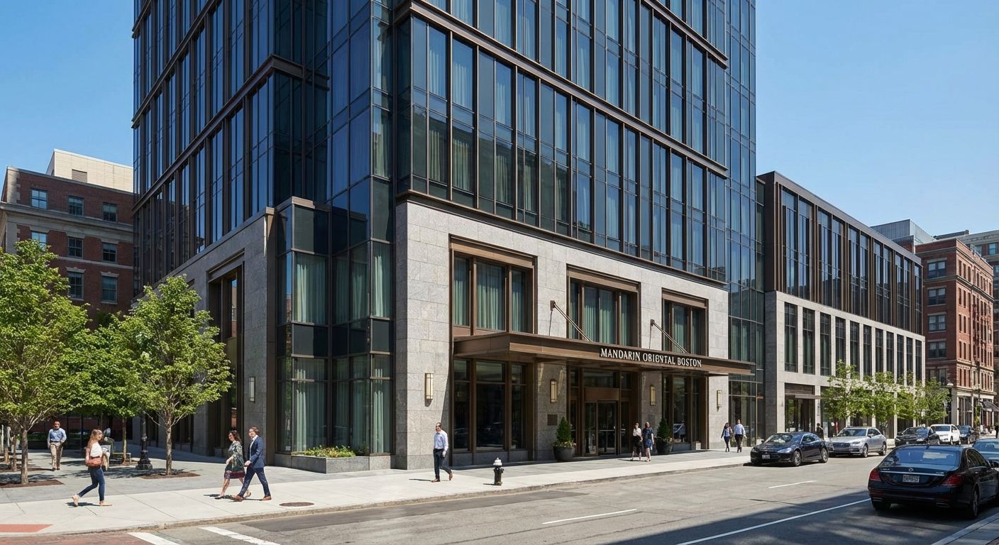 Mandarin Oriental Boston modern elegant exterior on Boylston Street in Back Bay