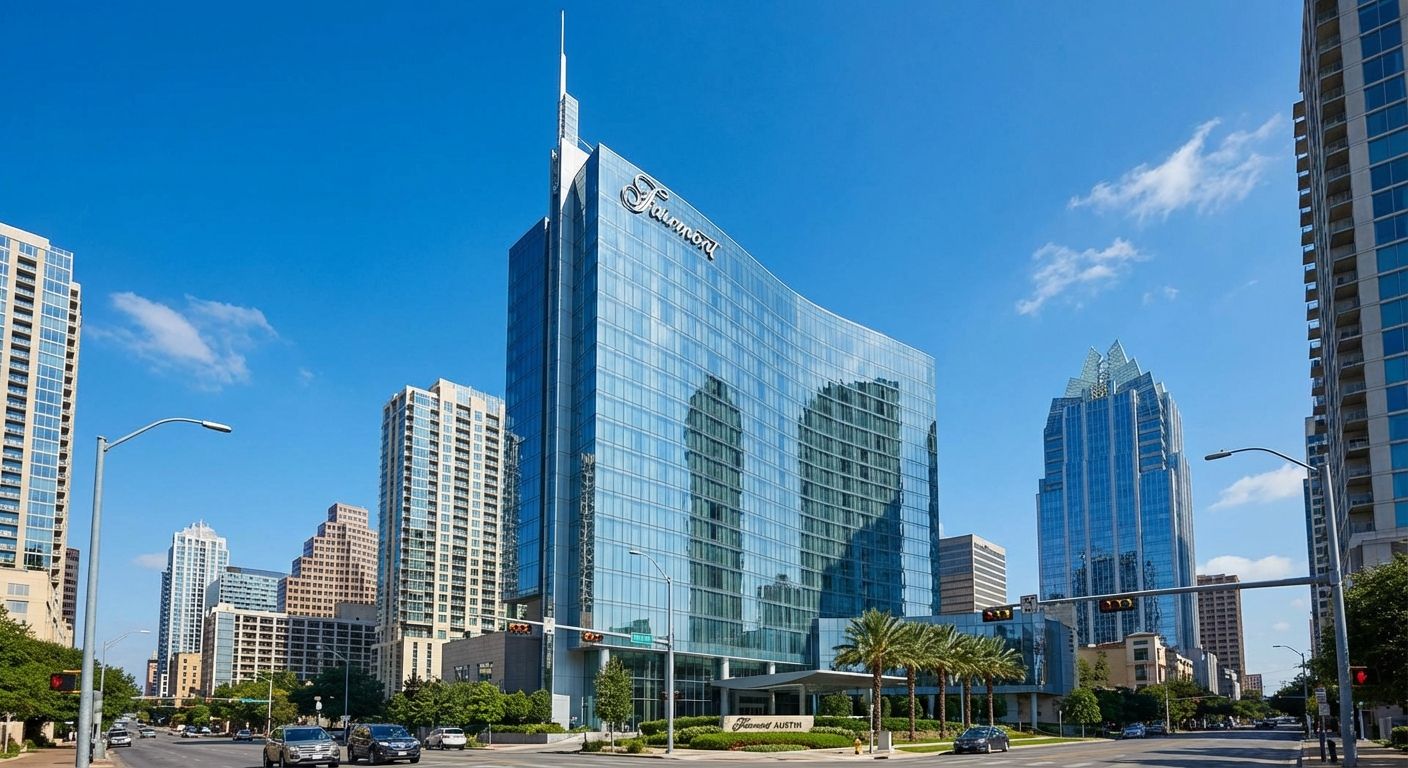 Fairmont Austin modern luxury skyscraper hotel exterior in downtown Austin Texas