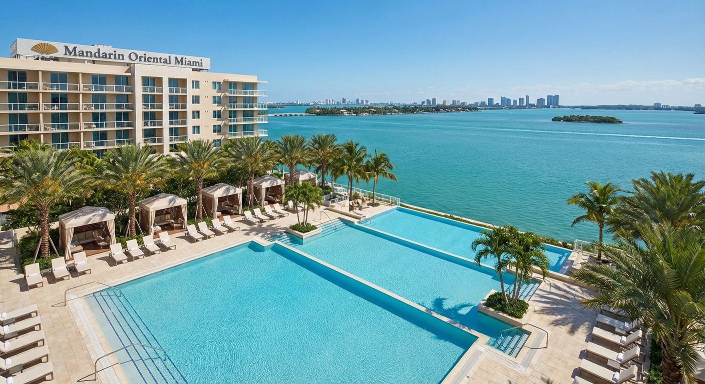 Mandarin Oriental, Miami pool overlooking Biscayne Bay