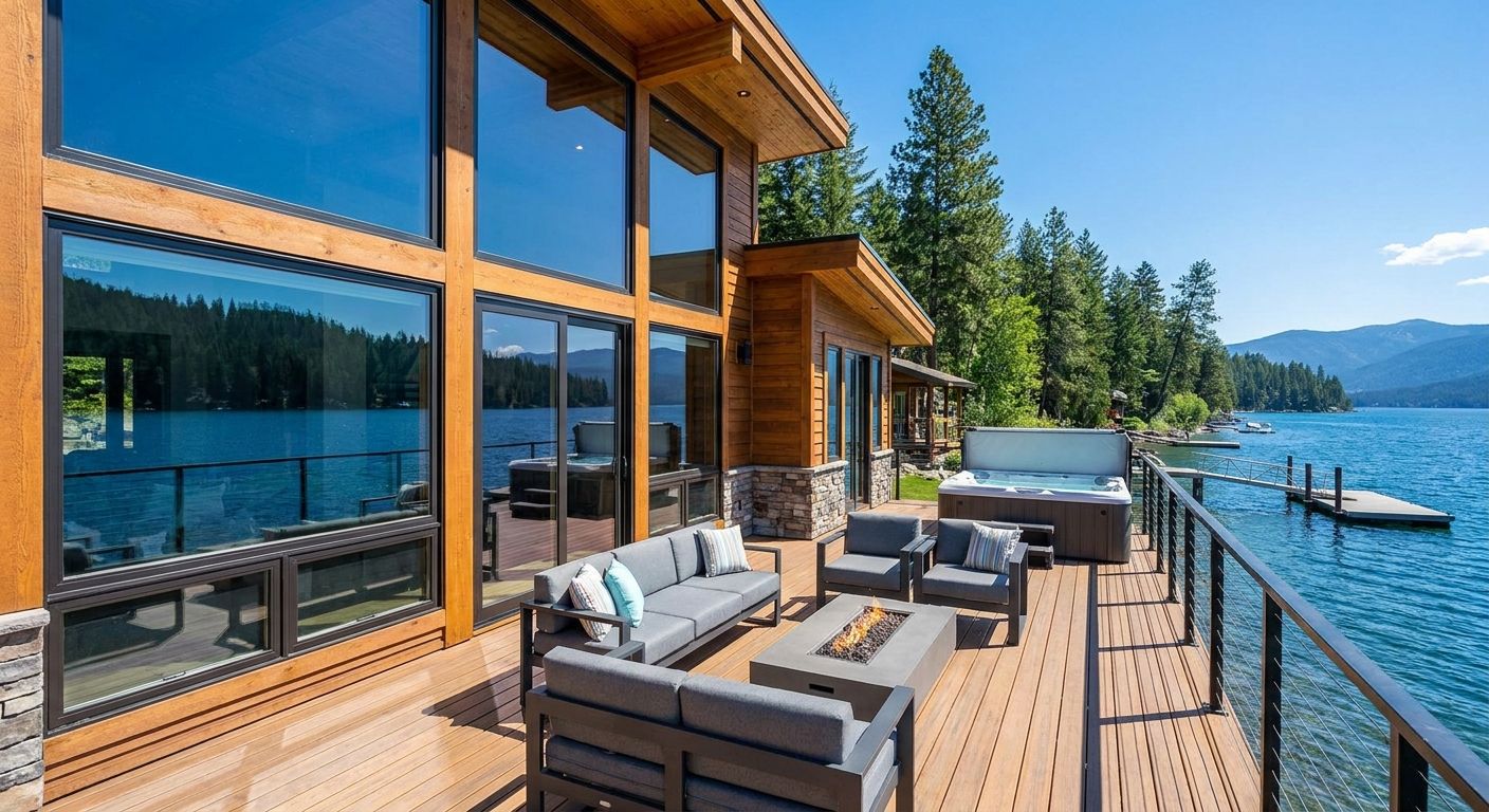 Modern lakefront vacation rental home for STR cap rate analysis