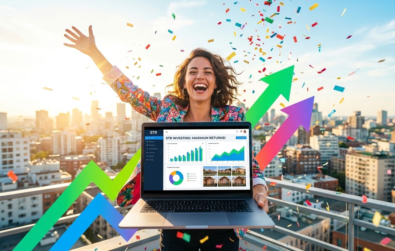 Real estate investor reviewing STR portfolio and investment data