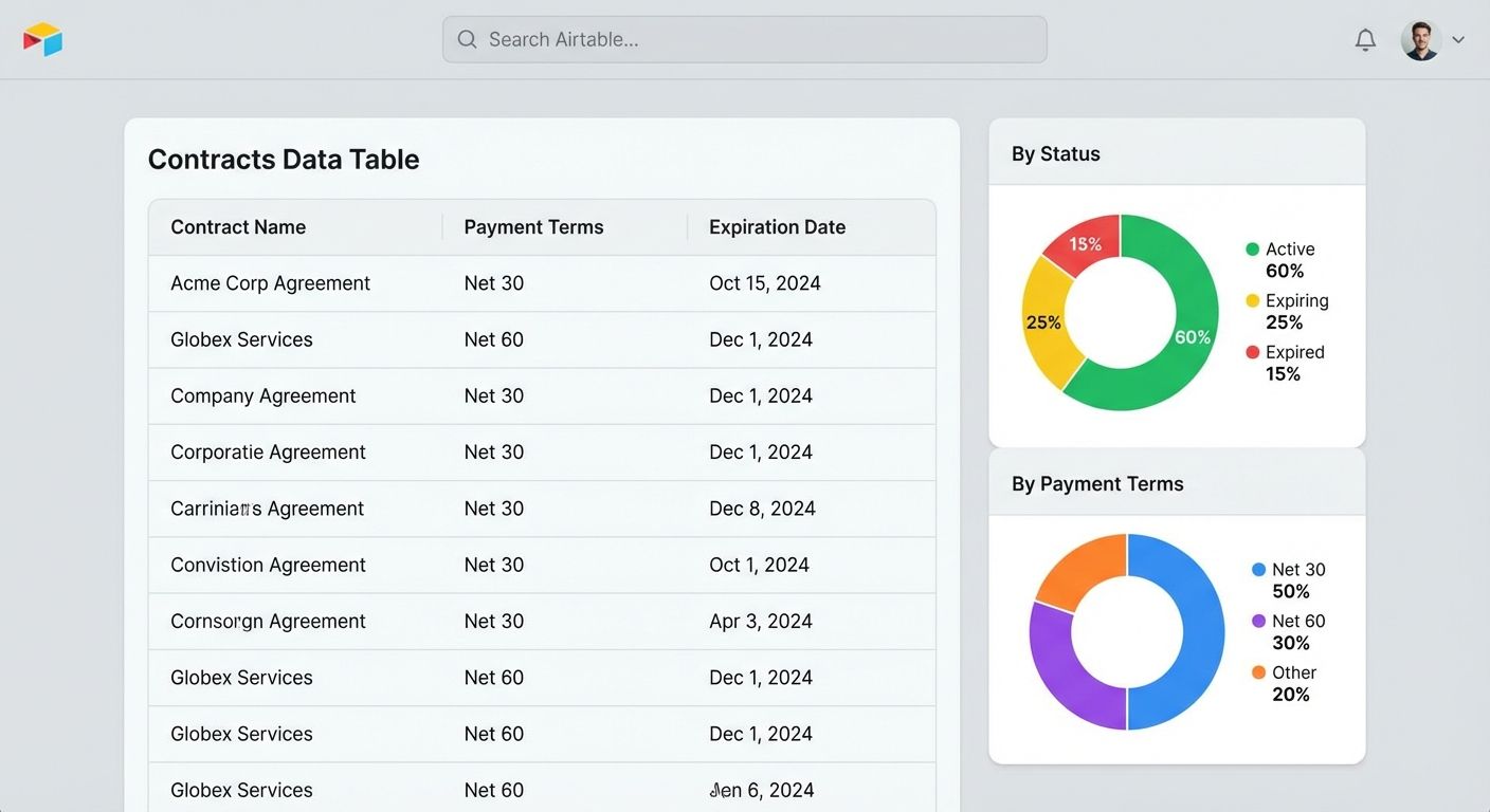 Contracts Data Dashboard With Donut Charts