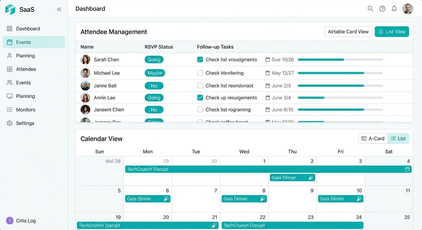 Event Planning Dashboard With Calendar