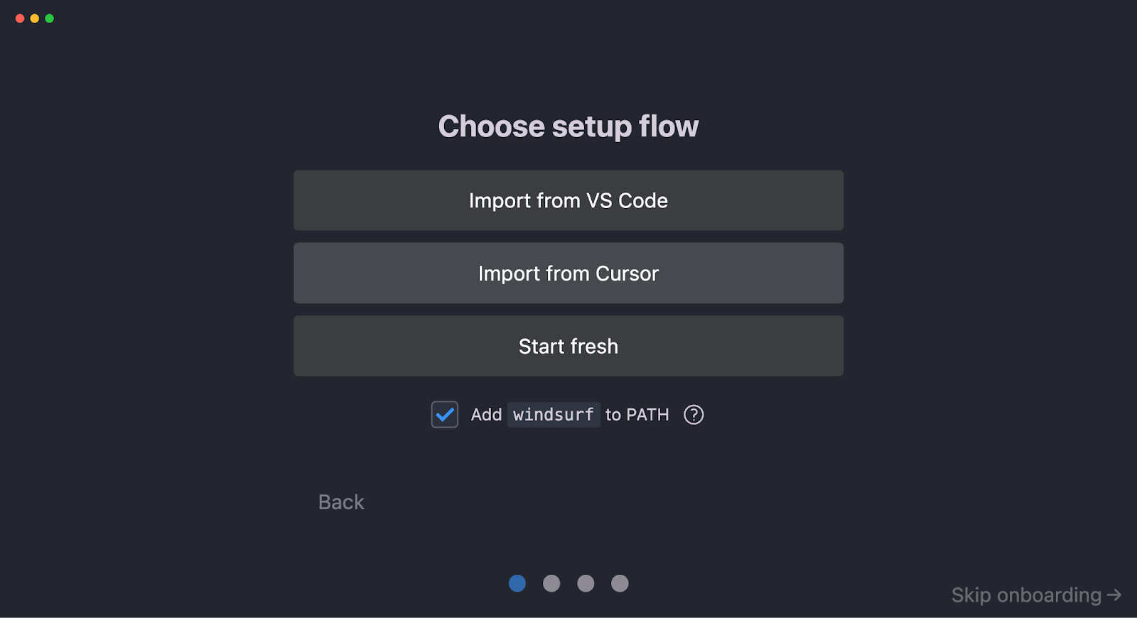 Windsurf Import from Cursor Setup Flow