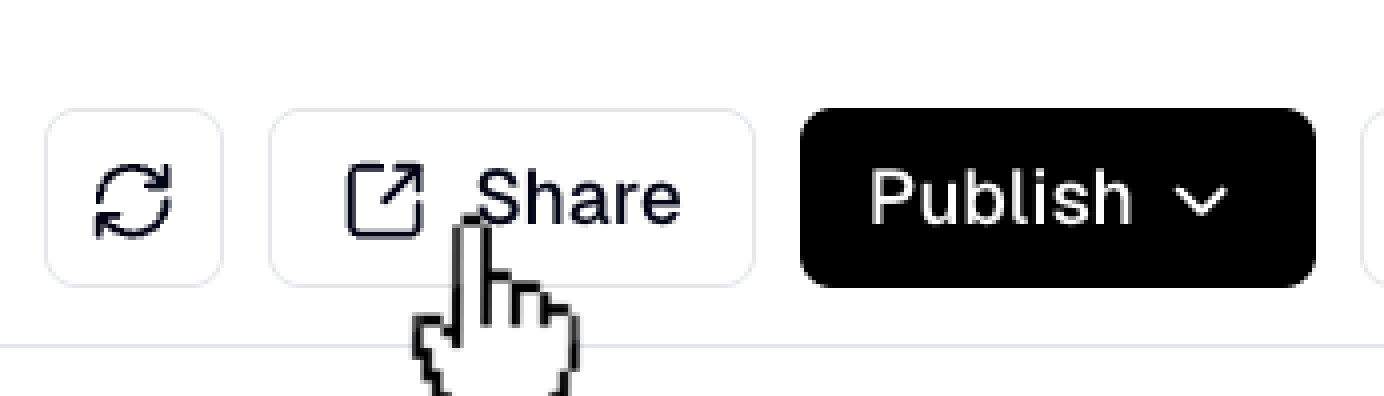 Share and Publish buttons in the Flint editor