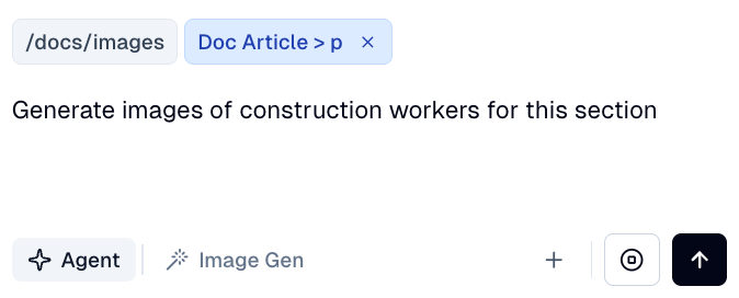 Flint chat interface showing a prompt to generate images of construction workers
