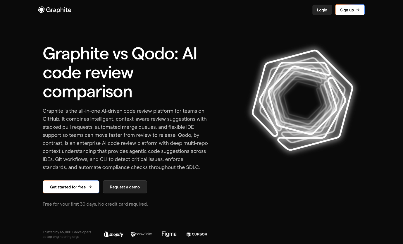 Graphite vs Qodo AI code review comparison page