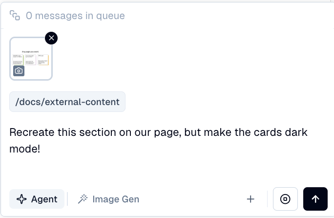 Flint chat interface showing how to describe desired layout and design instructions