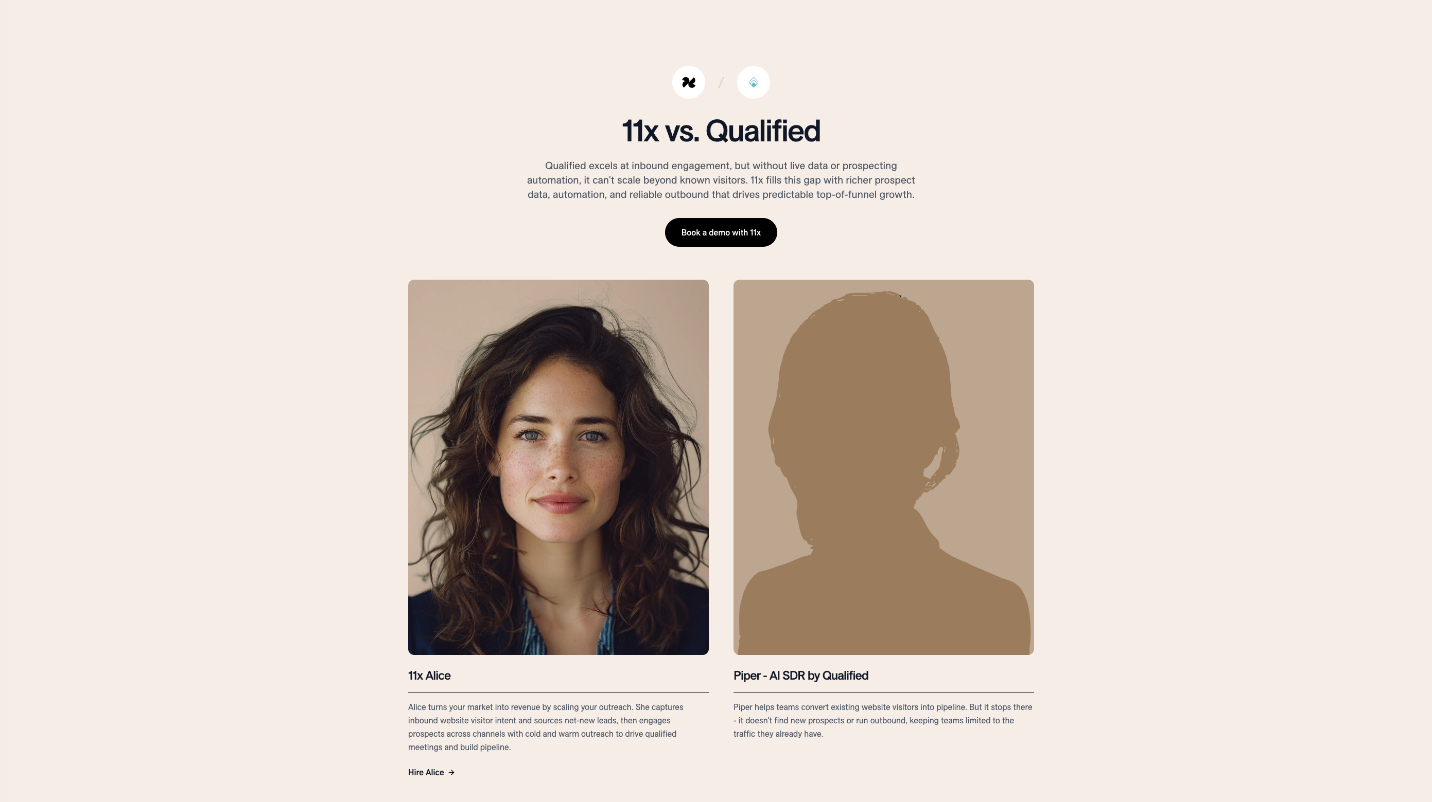 Side-by-side comparison page