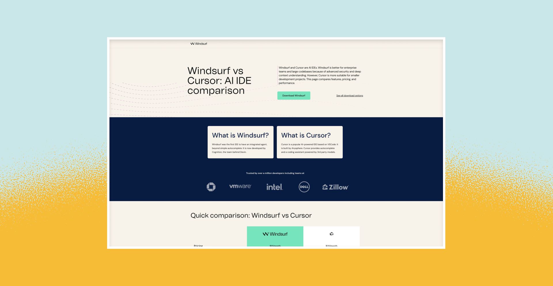 Windsurf Comparison Page Mockup