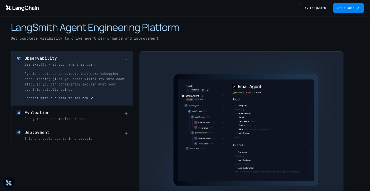 LangSmith Agent Engineering Platform landing page built with Flint