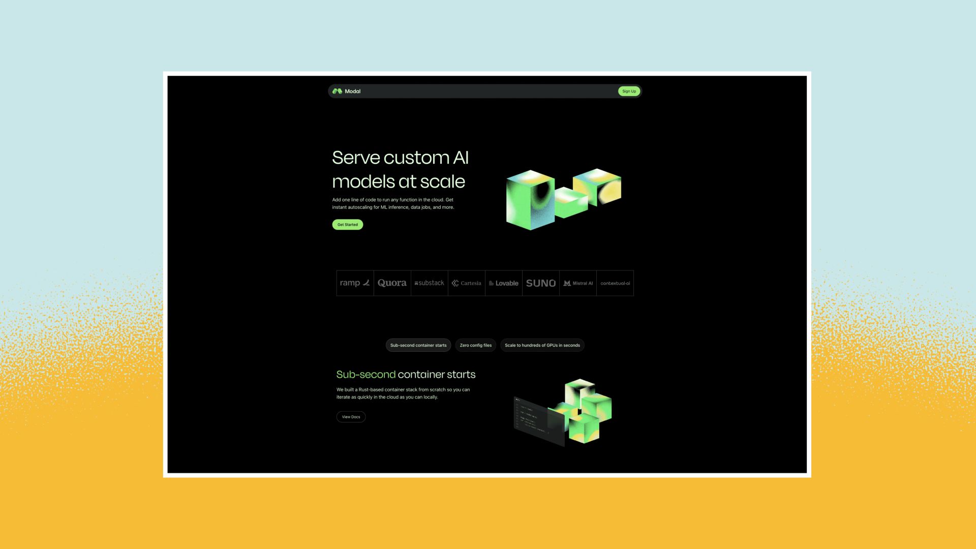 Modal Landing Page Mockup