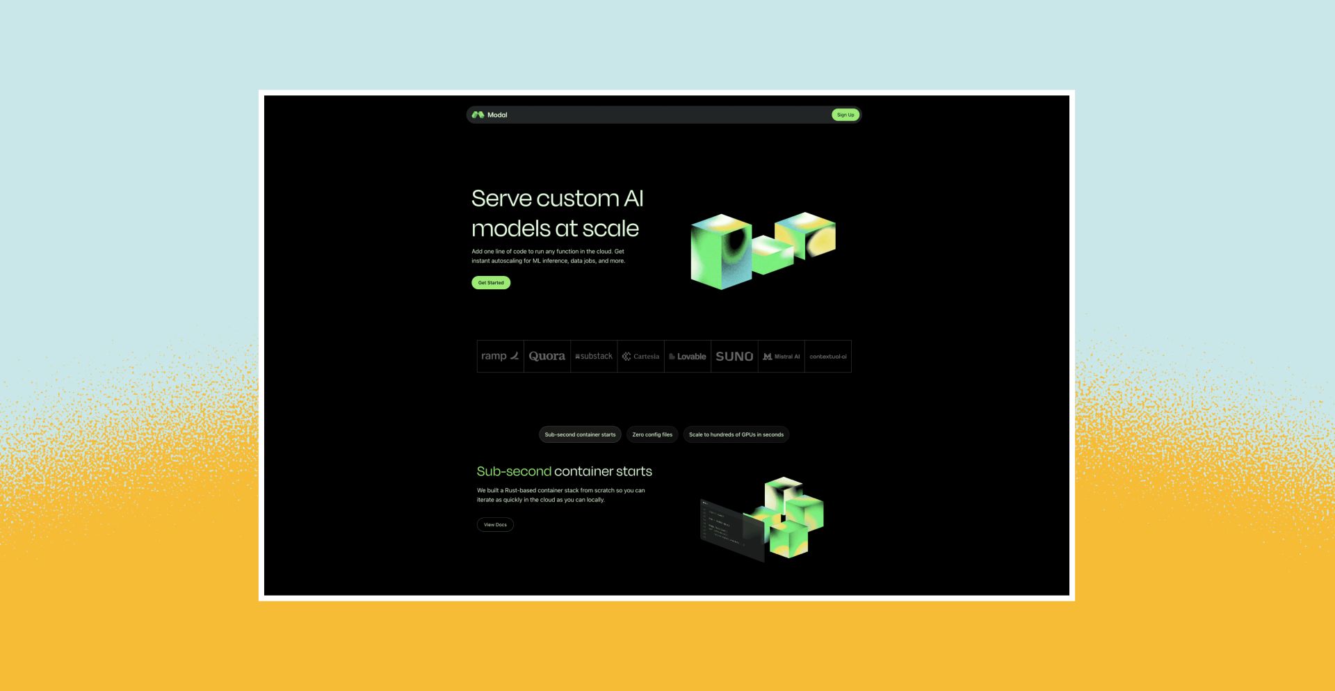 Modal Landing Page Mockup