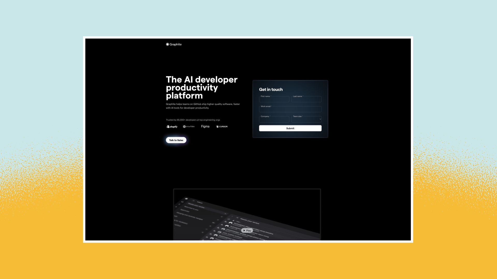 Graphite Landing Page Mockup