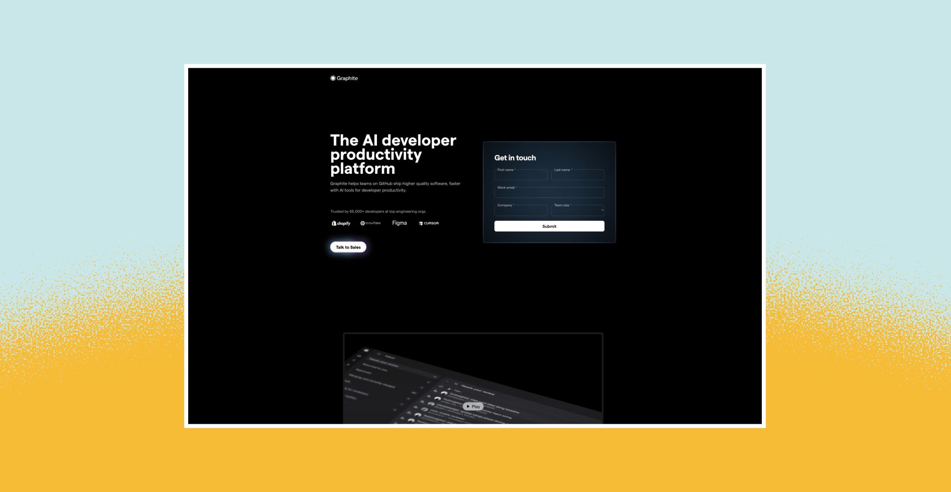 Graphite Landing Page Mockup