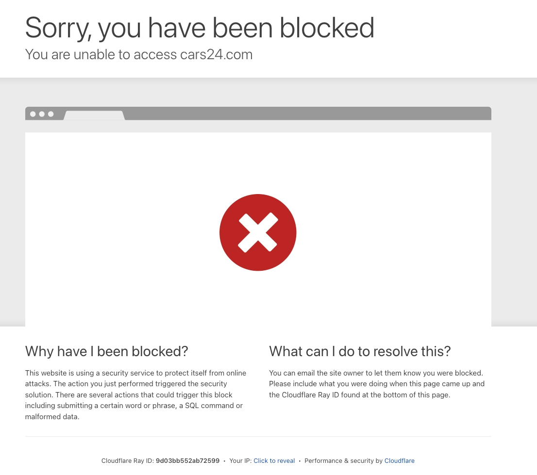 Example of a blocked webpage error screen
