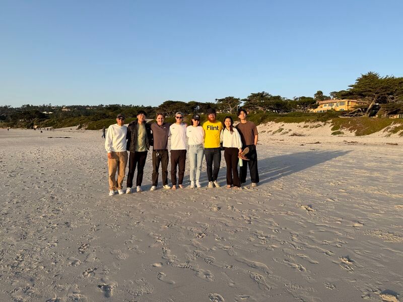 Team at offsite beach