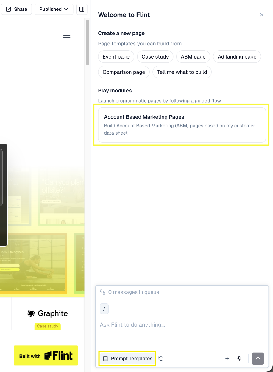 Launching the ABM Play from within Flint chat using Prompt Templates