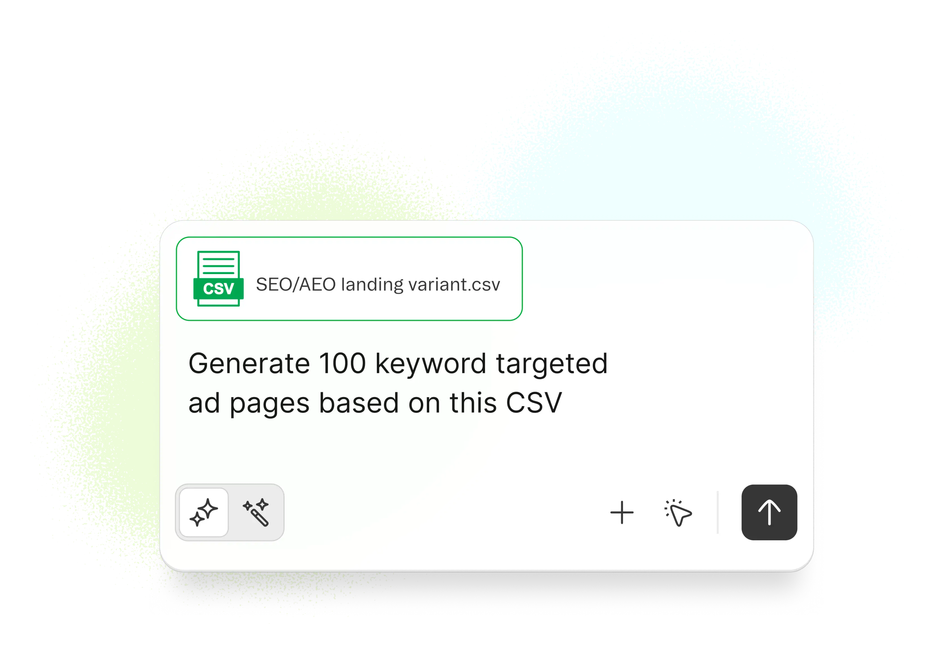 CSV file icon with text about generating keyword-targeted ad pages
