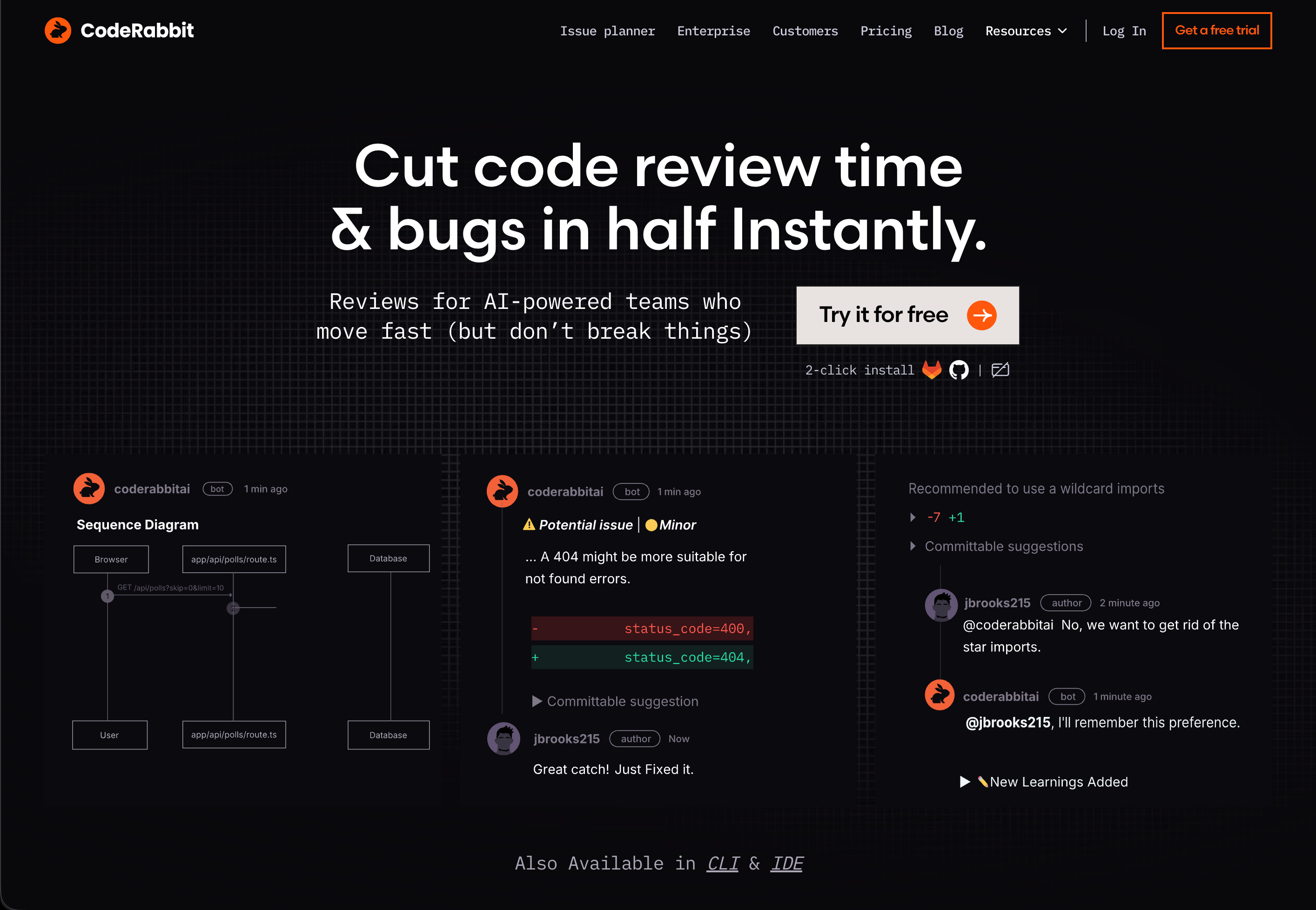 CodeRabbit Landing Page